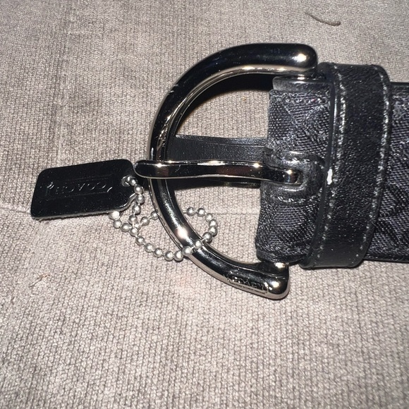 COACH Belt | Black Leather & Canvas Monogram Belt - NEVER WORN - Size Medium - Picture 6 of 8